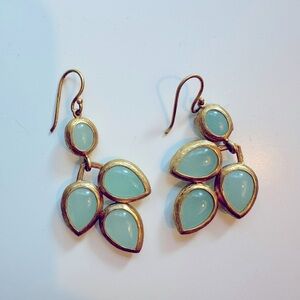 Julie Vos gorgeous leaf drop earrings, aquamarines stones set in 14k gold plate.